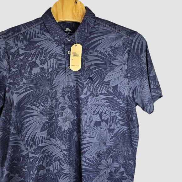 Tommy Bahama Other - Tommy Bahama Mens Polo Shirt XXL Tropical Floral Print Short Sleeve Blue